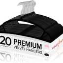 HOUSE DAY Black Velvet Hangers, 20 Pack Luxury Felt Non Slip Space Saving Heavy Duty Coat Hangers with 360 Swivel Hook