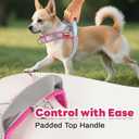 Escape Proof Dog Harness Medium Sized Dog Soft Lightweight Padded Mesh Dog Harness for Medium to Large Dogs, Reflective Adjustable Chest Pet Vest with Handle, Gray/Pink, XL