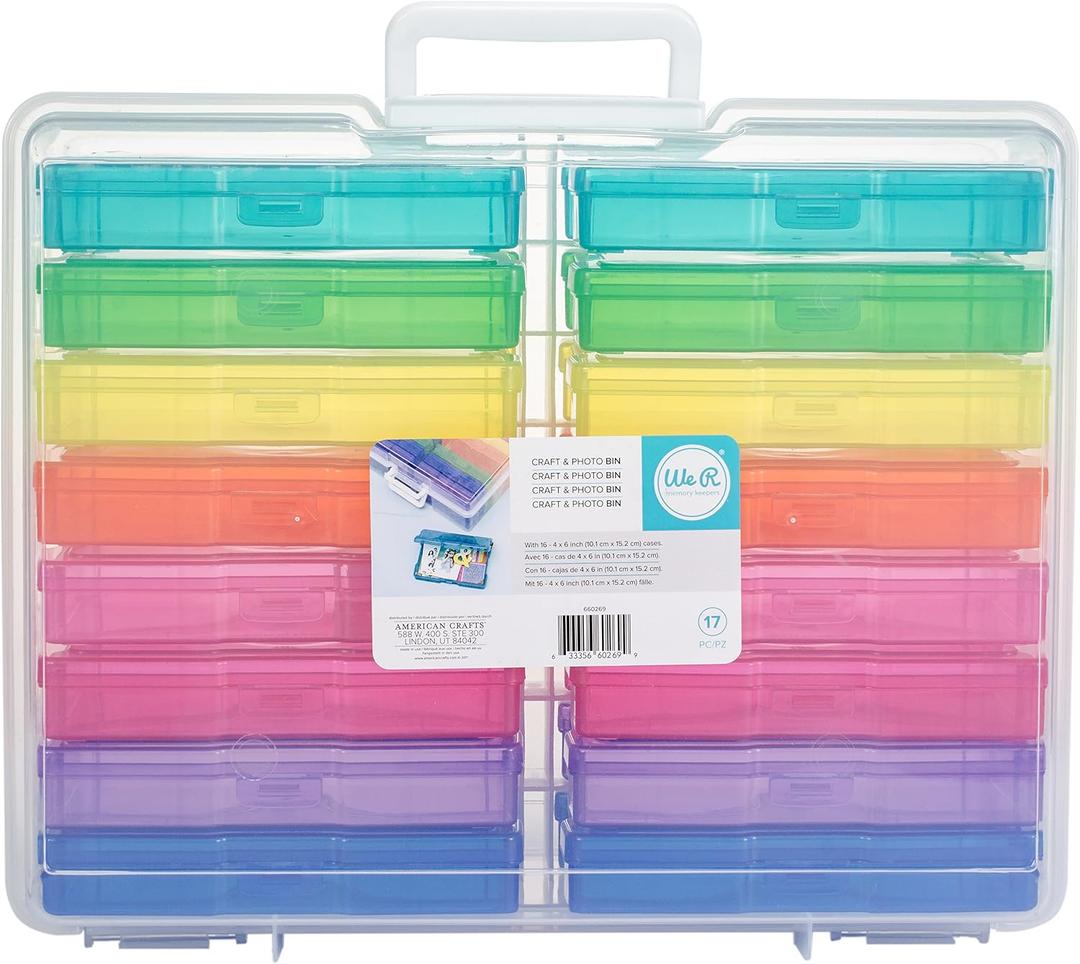 We R Craft & Photo Translucent Plastic Storage-15"X12"X5", W/16 Mini Cases