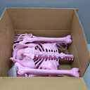 Tellingyou 5.4Ft Pink Halloween Skeleton, Full Body Life Size Skeleton Bones with Movable Joints, Plastic Human Bones for Halloween Graveyard Haunted House Party Decoration