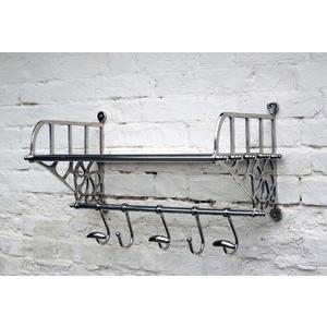 Vintage Style Luggage Train Wall Mounted Rack with Shelf & Hooks