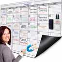 Large Magnetic Dry Erase Calendar for Wall, 38" x 50" Jumbo Monthly Planner, White Board Calendar for Office, Dual-Sided Magnetic Reusable