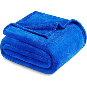 Exclusivo Mezcla Fleece Blanket King Size for Bed, Super Soft and Warm, All Season, Cozy, Plush, Lightweight, 90x104 Inches, Cobalt Blue