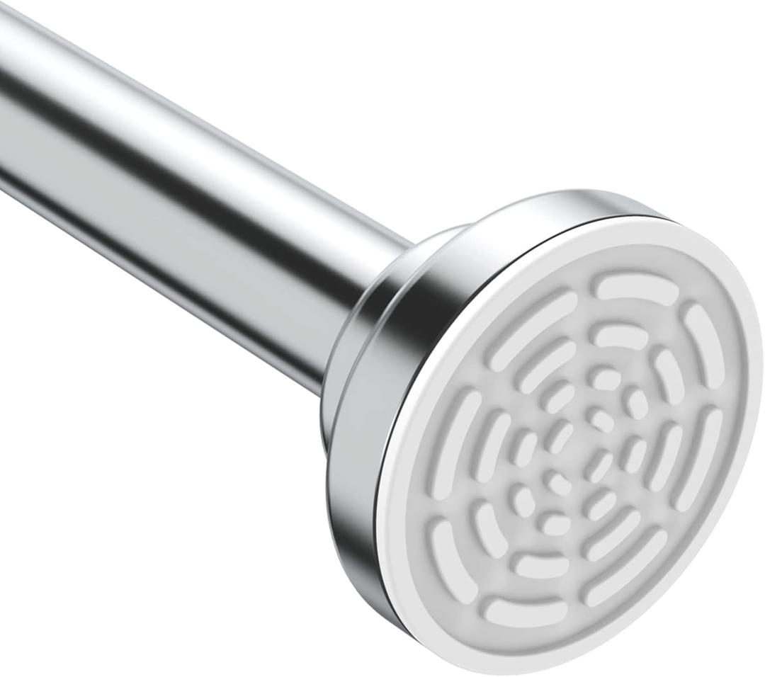 Ausemku Shower Curtain Rod Tension - 26-76 Inch Never Rust Non-Slip Spring Tension Curtain Rod No Drilling Stainless Steel Curtain Rod Use Bathroom KitchenSilver