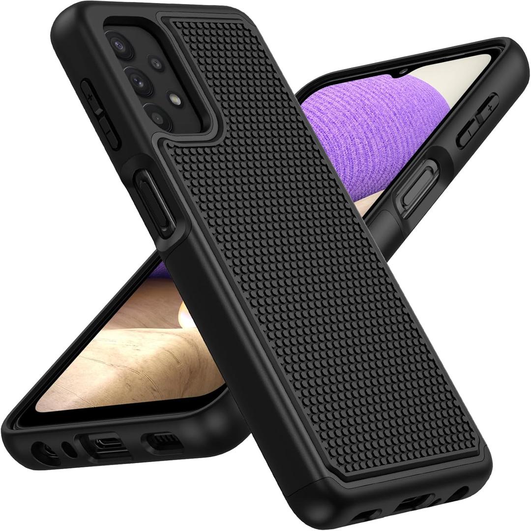 JXVM for Galaxy A32-5G Phone Case: Samsung A32 5G Military Grade Drop Protection, 14ft Drop Tested, Anti-Slip Matte Textured, TPU+PC Dual Layer Shockproof Cover 6.5inch (Black)