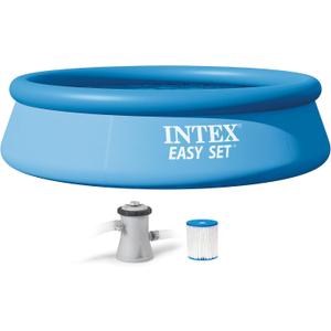 Intex Easy Set 10 ft x 30in Above Ground Pool Set, Round Inflatable Swimming Pool with 330 GPH Cartridge Filter Pump and Type H Cartridge