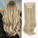 ALXNAN Clip-in Hair Extensions, Mixed Bleach Blonde - Thick, Long, Straight, Layered - 20 Inch Invisible Lace Weft