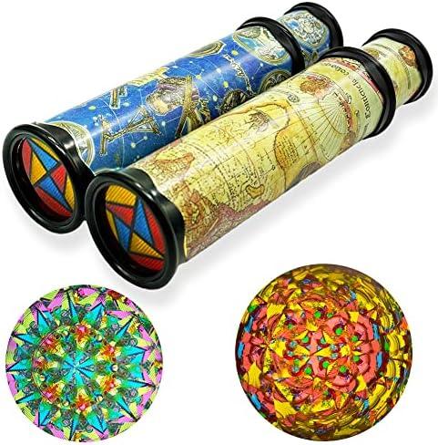 Xeehwb 2 Pack Classic Kaleidoscope Toy,Magic Rotating Kaleidoscope,Stretchable Long World Kaleidoscope,Educational Toy Kaleidoscope for Children Gifts
