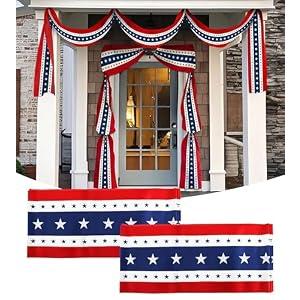 250th Anniversary Patriotic Bunting Banner, 20 Ft American Flag Door Decoration, Red White Blue 250 Stars Hanging Banner for 4th of July, Independence Day, Memorial Day, Porch Outdoor Decor