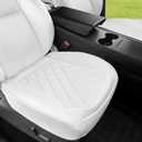 2PCS Car Seat Cover Nappa Leather Front for Tesla Model Y&3 2020-2024 Car Seat Bottom Protector, Original White Color Heavy Duty Seat Cushion Protector Without Backrest (White B)