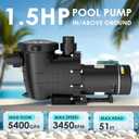 Seeutek 1.5 HP Pool Pump for Above Ground & Inground Pools 6600 GPH Self-Priming, Dual Voltage (115V/230V), 60HZ Silent Operation, Includes Strainer Filter Basket.