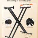 Keyboard Stand & Bench Set Double-X Piano Stand with Adjustable Height (7 Levels), Foldable Design, Heavy-Duty Construction, Suitable for Most Keyboards, Digital Pianos