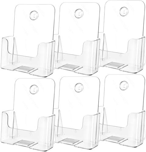 MaxGear Acrylic Brochure Holder 6 x 8 inch, Display Stand Plastic Clear Flyer Holders for 5.5 x 8.5 inch, 5 x 7 inch Menu, Literature, Trifold Pamphlet, Magazine, Countertop or Wall Mount, 6 Pack