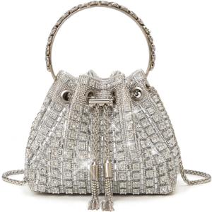 Sweetovo Sparkly Diamond Evening Bag Clutch Purses for Women Rhinestone Purse Glitter Handbag for Party Prom Cocktail Wedding