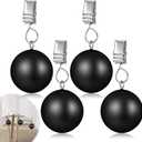 12 Pack Heavy Duty Curtain Weights Heavy Tablecloth Weights Ball with Metal Clip for Outdoor Tables Shower Curtain Flag (Black)