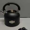SUSTEAS Tea Kettle - 3.17QT Whistling Kettle with Ergonomic Handle - Premium Stainless Steel Tea Pots for Stove Top, Chic Vintage Teapot with Composite Base, Work for All Stovetops (Black)