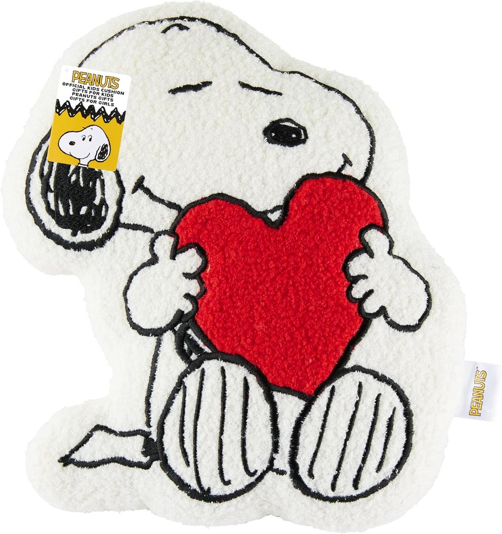 Get Trend Peanuts Snoopy Plush Cushion Pillow for Kids, Teens, Adults, Soft Plush Throw Pillow Cute Fluffy Cushion Bedroom Decor Cuddle Plushies Gifts (White Snoopy, L13.6 x W9.8)
