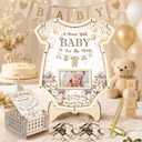 Kathfly 63 Pcs Neutral Boho Clothes Baby Shower Guest Book Alternatives Set A Sweet Little Baby Is On The Way Neutral Babies Shower Decoration Photo Frame Sonogram Frame Keepsake 60 Slice Guest Book