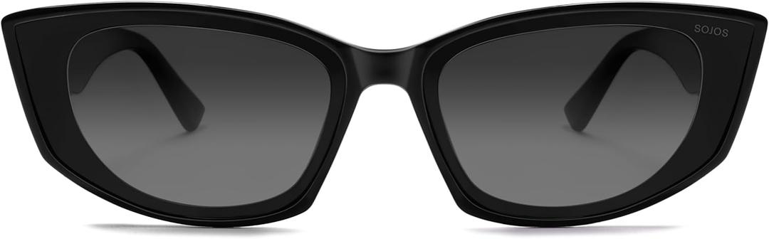 SOJOS Retro Cat Eye Polarized Sunglasses for Women Designer Inspired Sunnies UV400 Protection SJ2607 (Black/Grey)