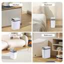 3 Pack Bathroom Can with Lid, 2.5 Gallon Small Slim Trashcan, Automatic Can Touchless, Motion Sensor Waterproof Plastic Trash Bin for Bedroom Kitchen Office Living Room (White)