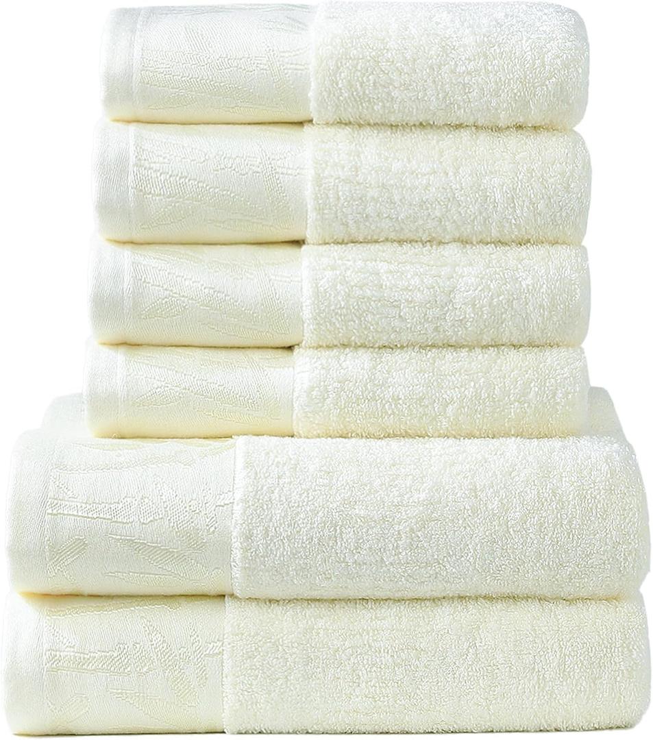 Gifts Bath Towels Bathroom,Gifts Highly Absorbent Bath Towels Set Quick Dry,Luxury Soft Towels for Hotel Women Men (Cream Yellow 6 Towel Set)