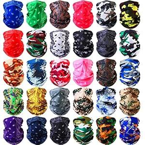 Tarpop 30 Pcs Neck Gaiters Scarf Elastic Wrap Headband Sweat Absorbing Bandana for Women Men Sports Yoga Running(Vibrant Style)