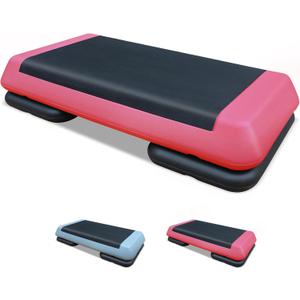 28.5'' Exercise Aerobic Step Platform, 4-6-8inAdjustable Fitness Stepper Workout with 4 Stackable Risers, Aerobics Stepper Workout Stepper for Home Gym Cardio Strength & Training (Red & Gray)
