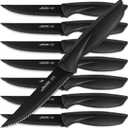 Home Hero Steak Knives, High-Carbon Stainless Steel Knife Set, Ergonomic Handles Serrated Steak Knives (8 Pcs - Black)