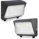 LED Wall Pack Light: 120W 18000lm LED Security Flood Lighting with Dusk to Dawn Photocell - Glass Lens Outdoor LED Wall Lights 2Pakcs for Yard ETL Listed