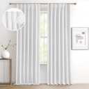 IVAPUPU Linen Pinch Pleated Full Blackout Curtains for Bedroom - 2 Pages Black Out White Curtains 108 Inch Long 2 Panel for Living Room Darkening Thermal Window Curtain Drapes with 16pc Hooks