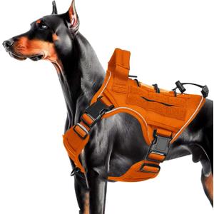 Heavy-Duty Tactical Dog Harness for Large Dogs, No Pull Adjustable Reflective Pet Vest with Molle System, K9 Military-Grade Control for Service Training, Outdoor & 10+ Breeds, Orange, Medium