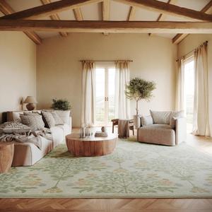 nuLOOM Loreva Ivory Floral & Paisley Washable Area Rug, 5' x 8' | Nuloom Loreva Floral & Paisley 5' x 8' Machine Washable Area Rug for Living Room Bedroom Dining Room, Ivory