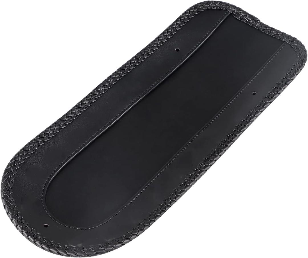 3 Hole Motorcycle Braided Edging PU Leather Rear Fender Bib Solo Seat for Harley Road King FLHR 1994-2023, Black