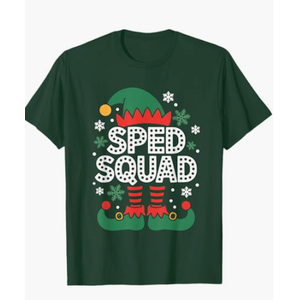 Elf Squad Sped Squad Christmas Pajamas Xmas Sped Teacher Kid T-Shirt S Green