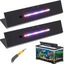 Sieral Aquarium Lids Polycarbonate Canopy with LED Light 2 Pcs Set 16.87 x 16.87 x 0.12 Inch for 50/65/84 Gallon with Center Brace Aquariums Cover Fish Tank Lid with a Hook Knife, Black