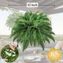 42 Artificial Boston Fern Bush Plant, 2 Faux Ferns for Outdoors Large, Fake Ferns Realistic Artificial Plants with 65 Fronds for Garden Porch Patio Home Office Living Room Decor Green