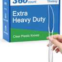 360 Count Extra Heavy Duty Clear Plastic Knives Disposable, BPA-Free, Heat Resistant, Solid and Durable Disposable Knives Bulk, Premium Plastic Knives heavy duty for Party Supply