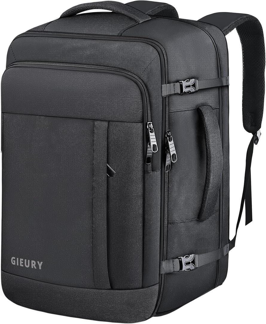 Gieury Carry On Backpack, 50L Travel Backpack, Luggage Backpack TSA Flight Approved Laptop Backpack for Men & Women, Large Expandable 40L Daypack Lightweight Business Weekender Bag, Black