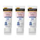 Neutrogena Pure & Free Baby Mineral Sunscreen Lotion with Broad Spectrum SPF 50 & Zinc Oxide, Water-Resistant, Hypoallergenic & Tear-Free Baby Sunscreen, Paraben-Free, Dye-Free, 3 fl. oz, 3 Pack