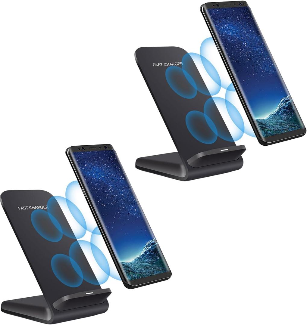 Wireless Charger(Stand), Pack of 2 20W Fast Wireless Charging Stand for Samsung Galaxy S24/S24+/S24 Ultra/S23/S22/S21/S20/S10/Note, for Google Pixel 8/7/6, for LG and More. (Black-01)