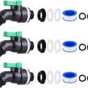 3 Sets Rain Barrel Spigot Kit 3/4 High Flow Water Barrel Faucet 3/4 NPS Inlet x GHT Outlet Bulkhead Plastic Spigot for Downspout Container Rainwater Collection