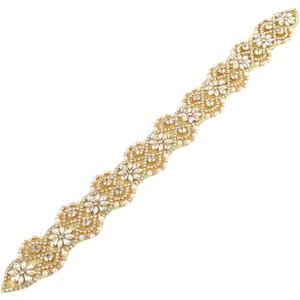 ShiDianYi Ivory Wedding Belt and Sash with Pearls and Rhinestones (Yellow)