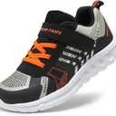 DREAM PAIRS Girls Boys Shoes Kids Tennis EZ-Ons Quicksteps School Sneakers Breathable Running Athletic Shoes (12 Little Kid, Black/Grey/Orange)