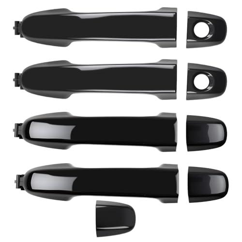 Gledewen 4 PCS Exterior Door Handle Front Rear Driver Passenger Side, Compatible with 2012 2013 2014 2015 2016 2017 Toyota Camry, Replaces# 6921106090 6925006020C0, Smooth Black