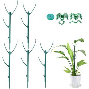 5 Pack Adjustable Plant Support Stakes,Stackable Plant Support Pole with Garden Ties and Clips, Suitable for Monstera,Climbing Plants and Indoor Outdoor Plants