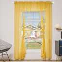 Mustard Yellow Lace Curtains - Scalloped Lace Sheer Panels, Boho & Vintage Decor, Crochet Lace, Elegant Victorian Window Curtains for Living Room, Bedroom, & More, 63 inch Length, Set of 2, Size: 55"W x 63"L