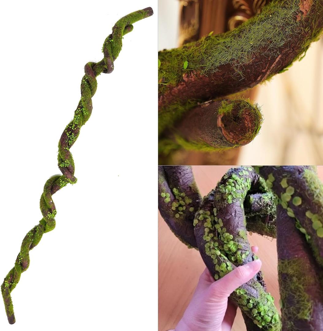 190cm/74.8inches Big Bendable Artificial Tree Trunk Cherry Blossom Grape Vine Wisteria Branches Fake Green Plants Garland Twigs for Garden Wall Hanging Front Door Fireplace Halloween Decor