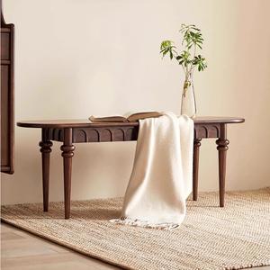 Vintage Wood Indoor Dining Bench, 47" Long Wood Bench for Dining Room with Safety Rounded Corners, Entryway Benches for Farmhouse, Kitchen, Bedroom - Walnut, 12" D x 47" W x 17" H