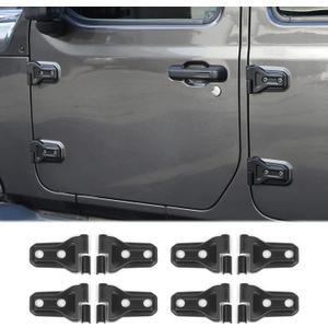 8PCS Door Hinge Cover Trim Accessories for 2018-2024 2025+ Jeep Wrangler JL JLU 2020-2024 2025+ Jeep Gladiator JT (Matt Black)