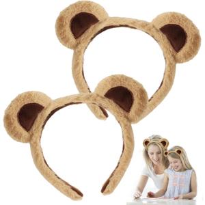 2 Pcs Bear Ears Headband Animal Headband Bear Ear Hair Bands for Halloween Party Birthdays Cute Headband